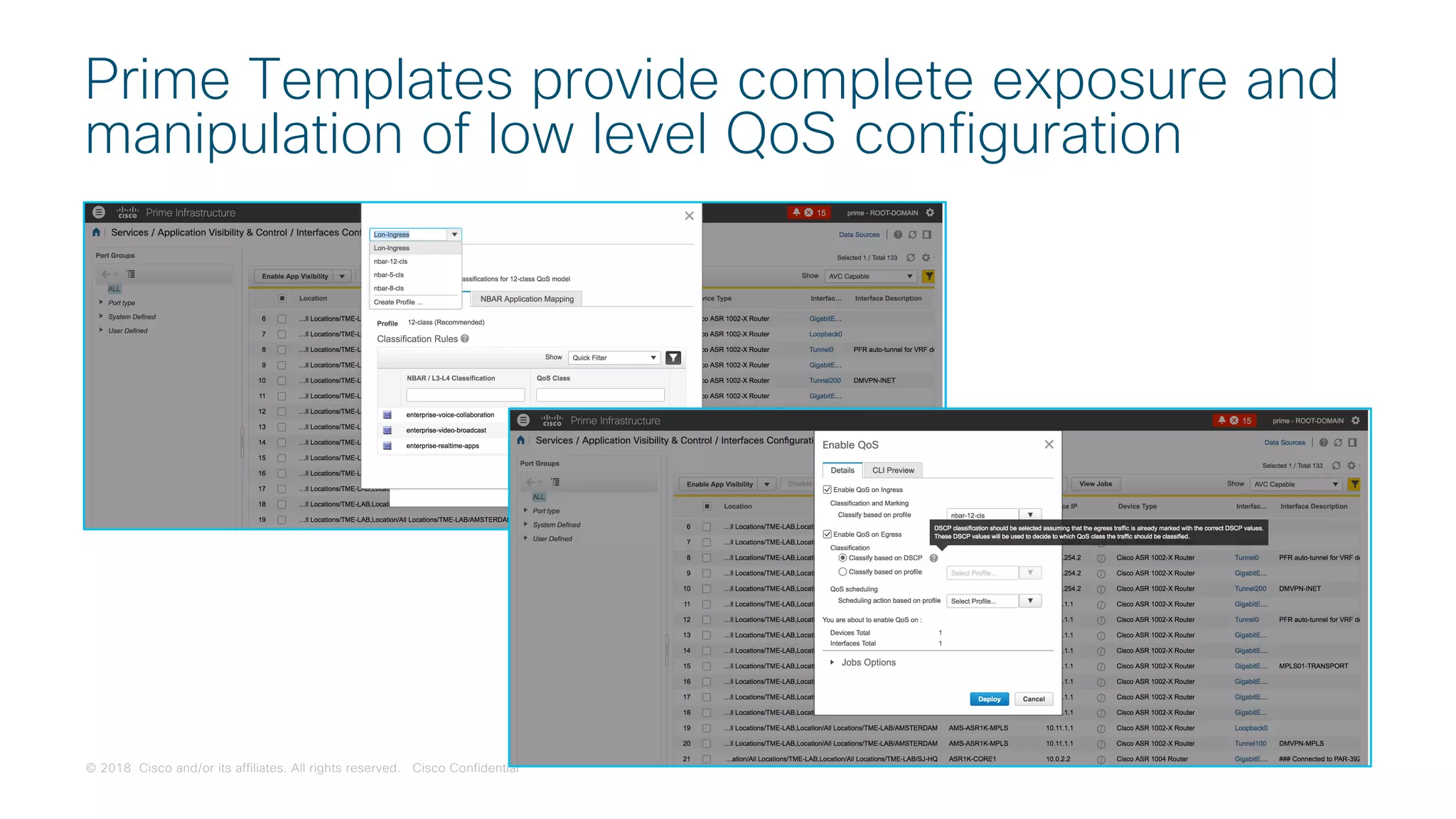 © 2018 Cisco and/or its affiliates. All rights reserved. Cisco Confidential
Prime Templates provide complete exposure and
manipulation of low level QoS configuration
 