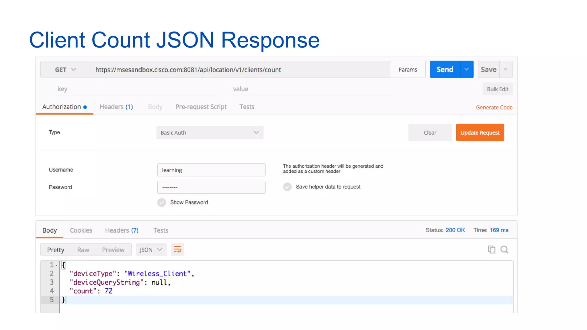 Client Count JSON Response
 