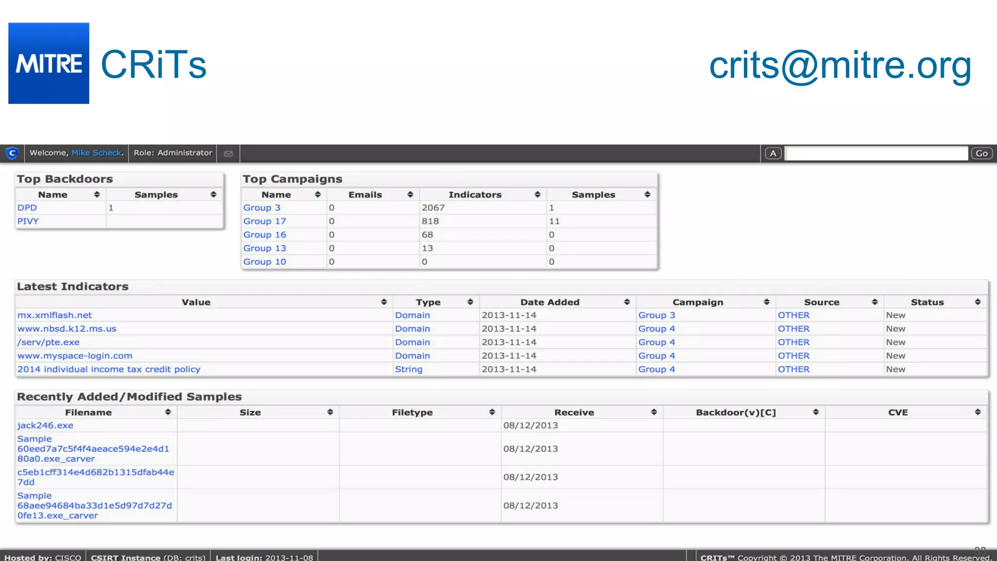 © 2014 Lancope, Inc. All rights reserved. 
CRiTs crits@mitre.org 
38 
 