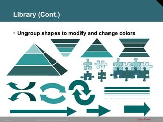 26
© 2006 Cisco Systems, Inc. All rights reserved.
10849_Icons Cisco Public
Library (Cont.)
• Ungroup shapes to modify and change colors
 