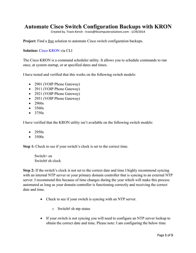 Automate Cisco Switch Configuration Backups with KRON PDF