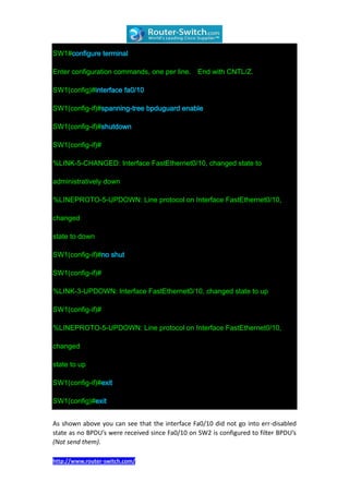 Cisco lab, guide to configure interface stp attributes | DOCX