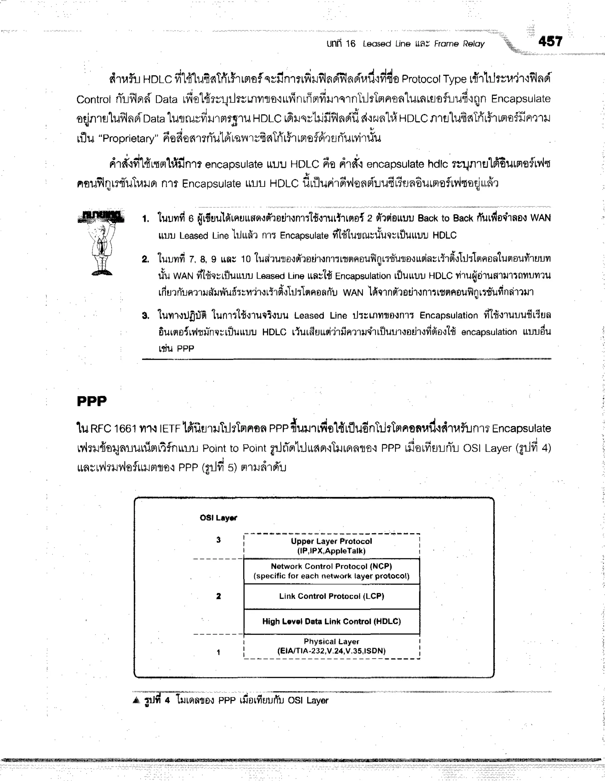 Unfr 1S Leossd Lin6 ttff5 Frome Reloy 457
dtafliHorcff"14"lufierTffr$rrmoiqrilnr*firflnr{illnriud'rddo
Protocot
ryper{rtjrvr,l'jr'iflnFi
controt
nililprdnatardol#rrqilrrrnrro'iufinrflrafiHrqrntilrtmnonlutnuLofr:ufitqn
Encapsulate
odnrsluflndoata
lucrruyfril''rFrr$'l1r
HDLC
ffirqrtrififlnr{ilr{'r2nl#
nnlc n1elufifiTfirhrrlof.frnru
rflu "Pro
priet"ry" 6efienmrTutfr
reilrsfraTfr'r5r
un
sfldiq
sri'urvi
tiu
r - - l q e 6 ! d . - - - 4
" . ,
n'rd'ifr"Ldrqfi"lfiiln''rf
encapsutate
rrull HDLC6e dr#'i encapsulate
hdlcruqnTelffiuunsfMt
nnuflqmt-uluxJa
n1i Encapsutate
urir HDLCfrrfltroi',6n',tu*ri'uud16r.rnfiurnroflrllta-ejufrr
q A u - t w
'luunfi
o frr6uuldrnuunorqiadr.:nrr"lfi0'rurtrrno{
e dl'rsiouuu
Back
to Back
tTutdocllno.t
WAN
[[r.rrLeased
Line
Iil$fi? nlTEncaosutat"
dl#lurrurutuqrtflurtul
HDLC
"luufi z,g,9 $aEto tudrulo.rfi'rodr{nlrrrqqsufilnr:d'ulo,rudnvri'rd'rlrJrlqnonluqouriruu
tu*u
wnru
dlfreyriluuuu
Leased
Line
rrn;"lfi
En""p*ulation
rfluuuu
HDLC
vilu{Ej1ufl1u1tfl?luYl'tu
rfiurniunrudunTufrrv'jrurtrii',rTilrTqnonniu
wnN
'lficrnd'rsdrrnrtrrnnouflqrtr*ufinri,rur
"tuvrr':rJfrrIfi
"lunrtt{,rrur3{uil
Leased
Lineilrrrnmro.rnlr
Encapsulation
fi'lfrtrurufiriun
6urflo{ry{r}r-nc;rfluuuu
HDLC
r{urfluusi'jrfirrtrruc'lrilulrrodrrdfiorlfr
encapsulation
tu.rrdu
I,IU PPP
PPP
1uRrc1661
yl1-i
tETF
lfi'f,fllilTrlrTnnon
ppp{uurrfiolfrrfludnT:.Jrtrrnonud,rd,
rafi.rnrr
Encapsulate
rvlru{or1nr-runisrrifnrnr
point
tonointgrJrTnrt:Jrdpr'iTurflnro'r
pppufiorfisrnTr
ost layer(flrJfi
+)
*asry',l
ruv'{o
fr$.J
aflo,ieee1
grJfis) nnHdrd'r.r
OSI Lryf
3 i Upp6r LayerProtocol i
| (lP,lPx,AppleTalkl r
N€tworkGontrolProtoc0l(NCP)
(specificfor each netw{)rklay€rp(otocol}
Link Control Protocol{LCF}
High Level Data Link Control (HDLC)
r Physical Ldyer I
,-----lryI'l:']l'Y-'1Y
lu_'-'91)-
----i
fi'rffi-ffiarJ,r iip ;#',fiilfi'r,
odiL"y;;
 