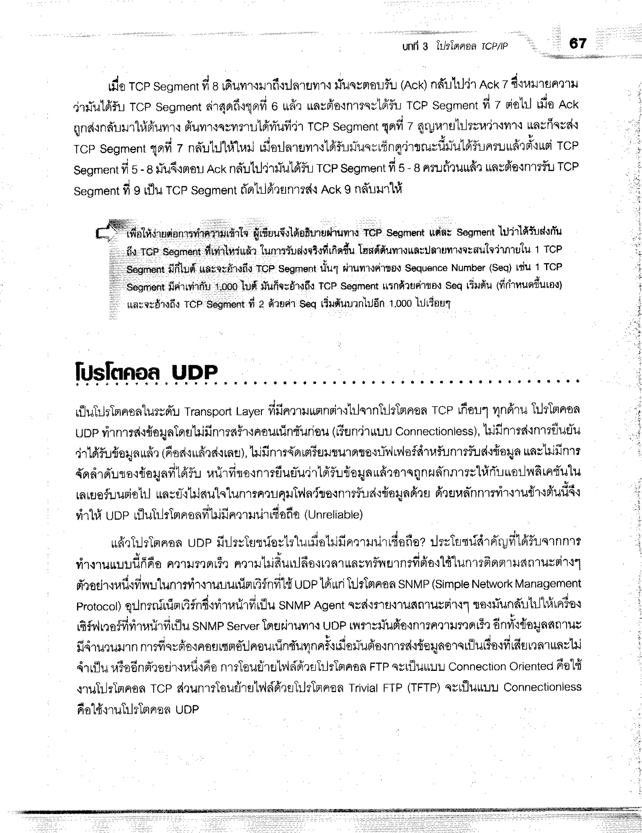 und3 TrJrTernrol
TcP/lP
rdercp Segment
d e rdunlourfr{ilnrflil'r'i
#uqvmorfi:(nck)
ndlhl'ir ncr 74'lumflrr'lril
4rflulfifu TCpSegment
air4orfi'lqnrfi
o urfiruarpio'inmqrlfrflu
TCPSegment
d z riatrl rffoRck
qne{,rnd'urhfifr'uyr.r
ffum'rqrrmrl6'u'ufi.jr
TCPsegment
qnrfi
z 4t-lrarttr-Jrrr,t'ir'ivt'1,1
unrfrqsd'l
TCpSegment
{nrfiz nd'lhJ'[r]1r.rri
rfisrlnruil'r+tfr5rrTuqrrfinq,irtrurf,r-utAflinrlurfir#':rrri
rcp
segmentfis-efiu4,imorAcknn''ltildr#u16'furcpsegmentfis-enrufi'tuud':*nvfr'oqnrrflt.rtcp
segment
fi g tflu TCPsegment
d'pr1rlfr'tflnme{,i
Ackg nd'uur'lrH
--@! , n.,
L-! ruot?1{'tuqonrrylif,'trilrfir1e
fir6uu{,ilfis8uruliruilr{
TCPSegment
lrednv
Segment
lrJir]fi:-ldtrTu
ri,.,,
fu rce sig*UhtftiiiXfdufr tunrrfudw?ufrfndu
Iasffuvrr.:nntinrum{ctnu'le'irnru'lu
t tcp
lil,illit,il t fidlild'*n;qrfirrfiqTCP
segment
rtul airuvrr.rriuot
sequence
Number
(seq)tdu1TcP
iitiilil
.$sm*" flri'lrvirn-u
looolufi rYufrqufir'rfi,r
TCP
sesment
utnfitfldrqo.r
seqttufiulfinhuundure.rl
ii',',]
u*rrrfi.rnolcp-srumilt fr e deunir
s*q r$rufiuurnhjdn
t,ooo'lllriou1
hJslononUDF
riluT:JrTmnonturunir.r
Transport
Layer
fifinrtruirrrnpir{hlernTrlrTmnen
rce rflol1 4nfrrutlrTrrnon
unpvirnrrs{'l{aqnTnrutrifin'rraffr{nounint*uriou
(r6fln'j'r*u!
Connectionless),lrjfinrrd'tnrrEuflu
,ir16'f,u{eqnufrr
(6od'iufred{rne),
trifinm{Brrmssr.tsurprtotrir.',lMofdtaf,r.rnmfud'r{o4n
rrastrifint
{rrdrd'urotfroqnfitA'fu
ufirdto'rnmdueliu,jrlA'flu{oqn*firornqnzun-nnmrhlrTlriorlufrrntTu
rnruofuurio'[r]
unsfl-'ililaulq"lunmn,:r4lTv'ln{no.rnrrfltld'r{oqnfi']fl
fi'tflun-nnmvir'nu#r'ifr'ufi6.1
rirhfrunp rflutlrlmntrnfihifinrurir rfi
ofia (unrel
iable)
rufrrTr..leTrrnoa
UDpfir-lryTstriortr"lurfiotrifipr,:rruurrfiofio?:lrrTflsddrntXfitffflinlnnl
. E - o
u
yl,r.r,lurr:J:JilnFro
Fl.r'rlJTQpru*rr
nnrl'Lrifruirlds'ir,rnrttnsilflnEJrflrfifio'il{lunrtfrprnrrur{nturnir'11
fr'roejr,iuf
ifinT.rlun'nyrr,rruruirisru4flnfil{
uopteirrriTrJrTmnon
SNMP
(simple
Network
Management
protocot)
qrJnrniurinrtfln4'lrfitrrirfirflu
strtvpAgentnrd'lr'rfl.i1il6n1usrit1to.lfiund'r-r'lrl"Lrfirn3s'l
lfiiy,lnoifirirurirfirflu
SNMp
server,
Tfler,iruilr.r
uDPtnrsfufr'o{nmn'nilrnot$':
6nfi"1{oqnnnruv
d 6 * j p
ilqruQuHrn
nlrvrstrFr€,iFrorLrtrto-rlnouurind'qnnrF+uior.rTufro'inrff{'r{o4noretilu#a'ifirfifli'l
4rrflura?odnm-reeir'iuii'ifio
nrrToueirEJtv,ldeirflTilrTelaoa
FTP
qsr{lutu'tt:.t
connection
oriented
6e1fi
,rruhlrTnnon
TCpd,tunrrTouflrfllrldfi'QeTrlrTnrron
Triviat
FTP(TFTP)
qvtfluu:.t:.t
Connectionless
dot{'nuTilrTmnran
UDP
'67 i
Ji
:i
r l
i
r"r1r11
 