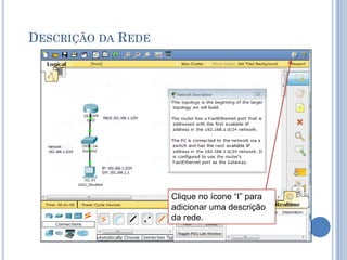 DESCRIÇÃO DA REDE
Clique no ícone “I” para
adicionar uma descrição
da rede.
 