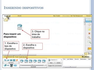 INSERINDO DISPOSITIVOS
Para inserir um
dispositivo:
2. Escolha o
dispositivo
1. Escolha o
tipo de
dispositivo
3. Clique na
área de
trabalho
 