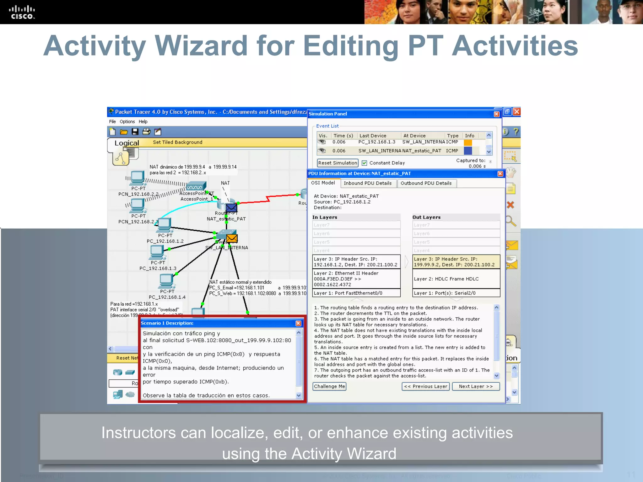 Activity Wizard for Editing PT Activities Instructors can localize, edit, or enhance existing activities using the Activity Wizard 