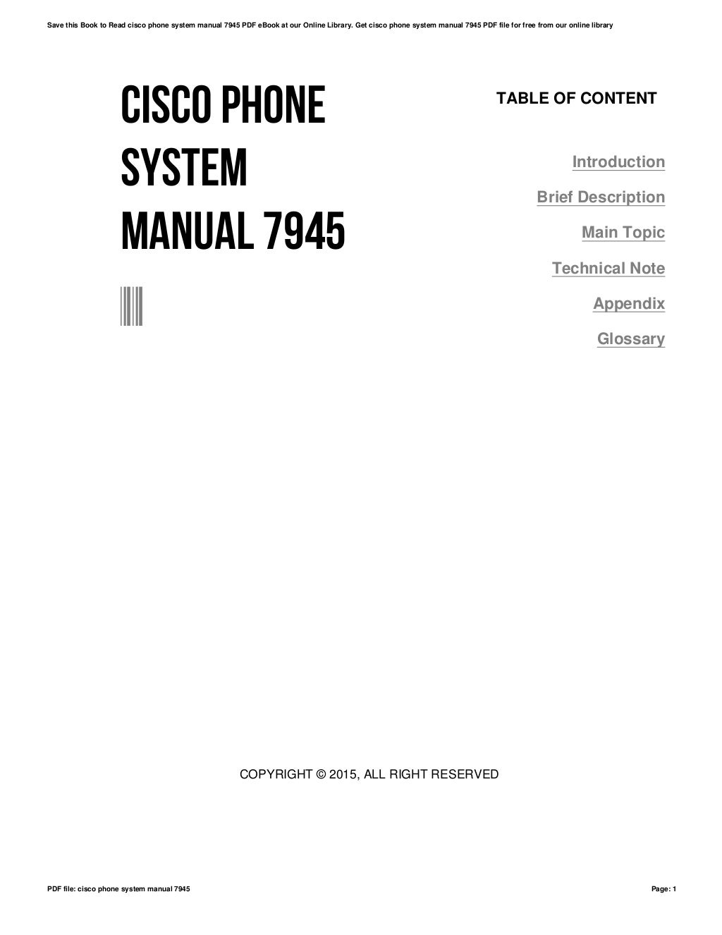 Cisco phone system manual 7945