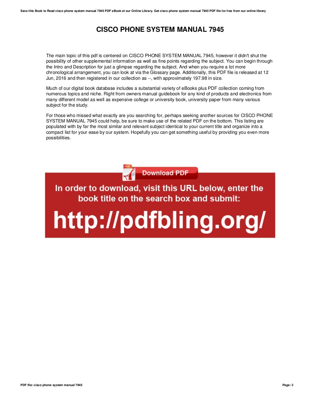 Cisco phone system manual 7945