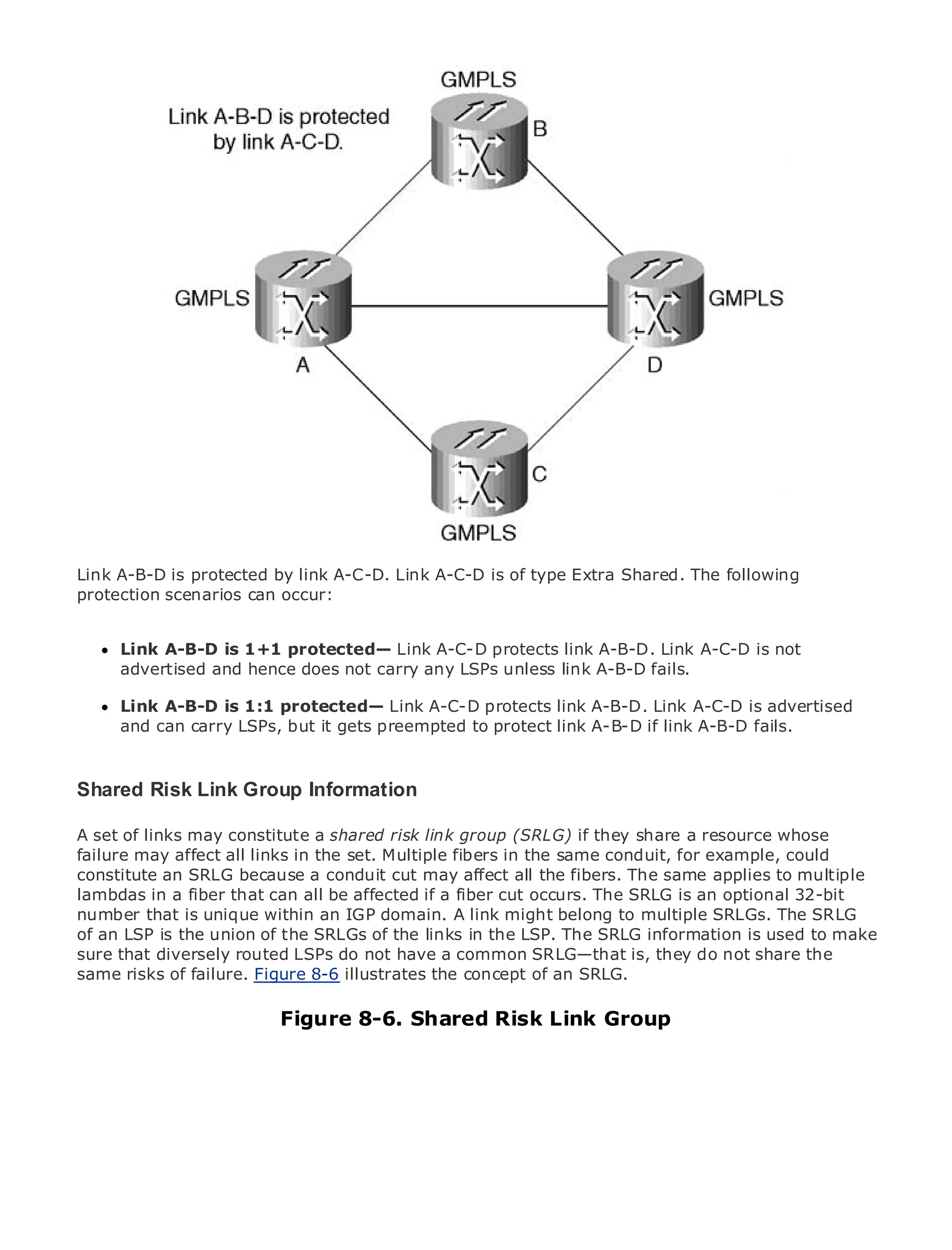 •                Table of Contents
•                Index
Metro Ethernet

BySam Halabi


    Publisher: Cisco Press
    Pub Date: October 01, 2003
        ISBN: 1-58705-096-X
       Pages: 240




The definitive guide to Enterprise and Carrier Metro Ethernet applications.


     Discover the latest developments in metro networking, Ethernet, and MPLS services and
Link A-B-Dthey can do for your A-C-D. Link A-C-D is of type Extra Shared. The following
     what is protected by link organization
protection scenarios can occur:
     Learn from the easy-to-read format that enables networking professionals of all levels to
     understand the concepts
     Link A-B-D is 1+1 protected— Link A-C-D protects link A-B-D. Link A-C-D is not
     advertised and hence does not carry innovator and best-selling fails.
     Gain from the experience of industry any LSPs unless link A-B-D Cisco Press author, Sam
     Halabi, author of Internet Routing Architectures
     Link A-B-D is 1:1 protected— Link A-C-D protects link A-B-D. Link A-C-D is advertised
Metro networks will LSPs, but it the next area of growth for link A-B-D if linkindustry and will
     and can carry emerge as gets preempted to protect the networking A-B-D fails.
represent a major shift in how data services are offered to businesses and residential customers.
The metro has always been a challenging environment for delivering data services because it has
Shared Risk Link Group Information and availability needs for voice. Carriers will have to
been built to handle the stringent reliability
go through fundamental shifts to equip the metro for next-generation data services demanded
by enterprise may constitute a shared riskThis is not only a technology shift, resource a shift in the
A set of links customers and consumers. link group (SRLG) if they share a but also whose
operational and business model that will allow the incumbent carriers to transform thecould to
failure may affect all links in the set. Multiple fibers in the same conduit, for example, metro
offer enhanced databecause a conduit cut may affect all the fibers. The same applies to multiple
constitute an SRLG services.
lambdas in a fiber that can all be affected if a fiber cut occurs. The SRLG is an optional 32-bit
Metro Ethernet unique within an IGP domain.deployment of metroto multiple SRLGs. The SRLG
number that is from Cisco Press looks at the A link might belong data services from a holistic
view. LSP is the union current metro, which is based on TDM technology, and discusses the make
of an It describes the of the SRLGs of the links in the LSP. The SRLG information is used to
drivers and challenges carriers will not have a common SRLG—thatto address data share the
sure that diversely routed LSPs do face in transforming the metro is, they do not services.
same risks of failure. Figure 8-6 illustrates the concept of an SRLG.
Metro Ethernet discusses the adoption of metro Ethernet services and how that has led carriers
to the delivery of metro data services. With a changing mix of transport technologies, the book
then examines current and emerging trends, and delves into theGroupvirtual private networks
                           Figure 8-6. Shared Risk Link role of
(VPN), virtual private local area networks (VLAN), virtual private LAN services (VPLS), traffic
engineering, and MPLS and Generalized MPLS (GMPLS).
 