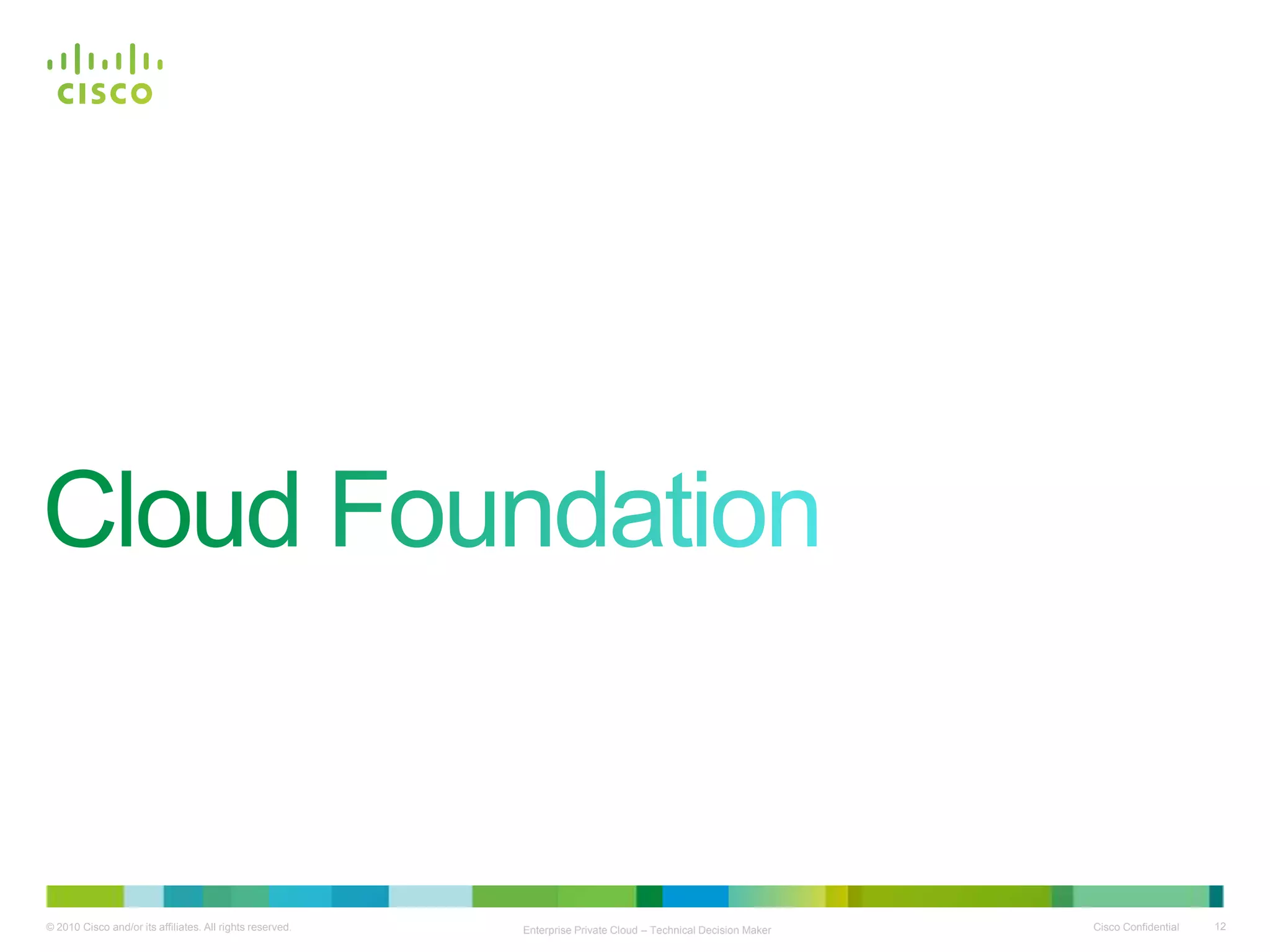 The Journey to Private CloudEvolution of IT + Business AgilityAutomation(Transform IT)Virtualization(Improve Agility)Consolidation(Reduce Costs)PlatinumGoldProductionBusiness ApplicationsLow Hanging FruitIT-as-a-Service