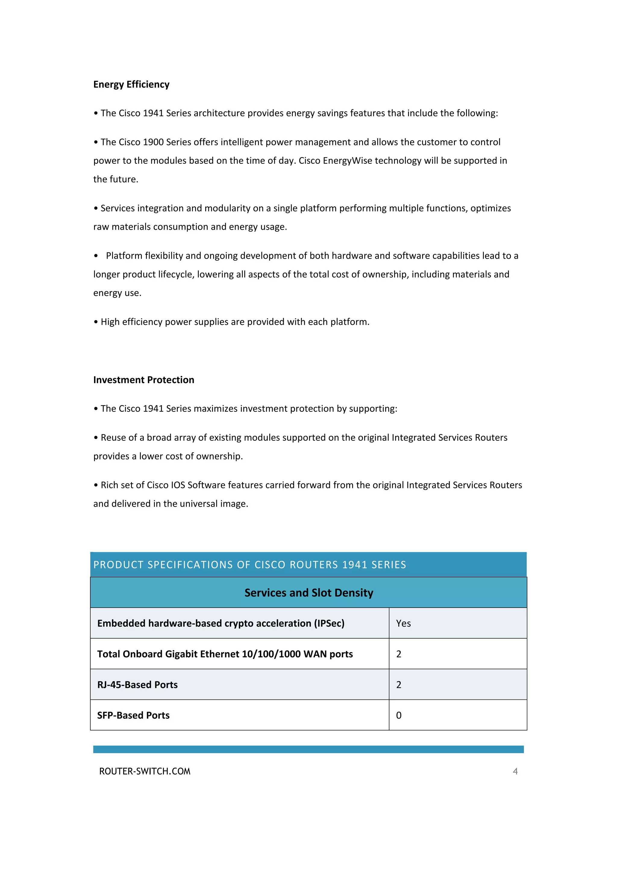 Cisco router 1941 series datasheet | PDF
