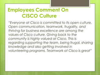 Cisco Values Cisco’s organization culture | PPTX
