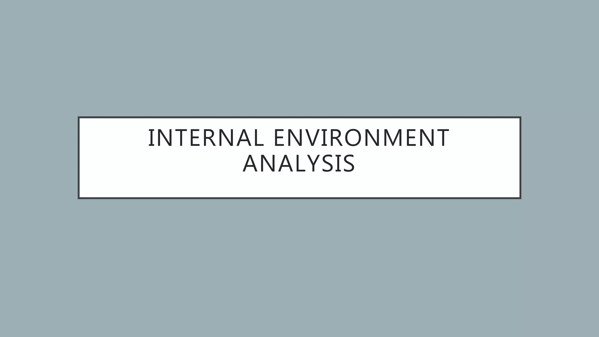 INTERNAL ENVIRONMENT
ANALYSIS
 