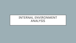 INTERNAL ENVIRONMENT
ANALYSIS
 