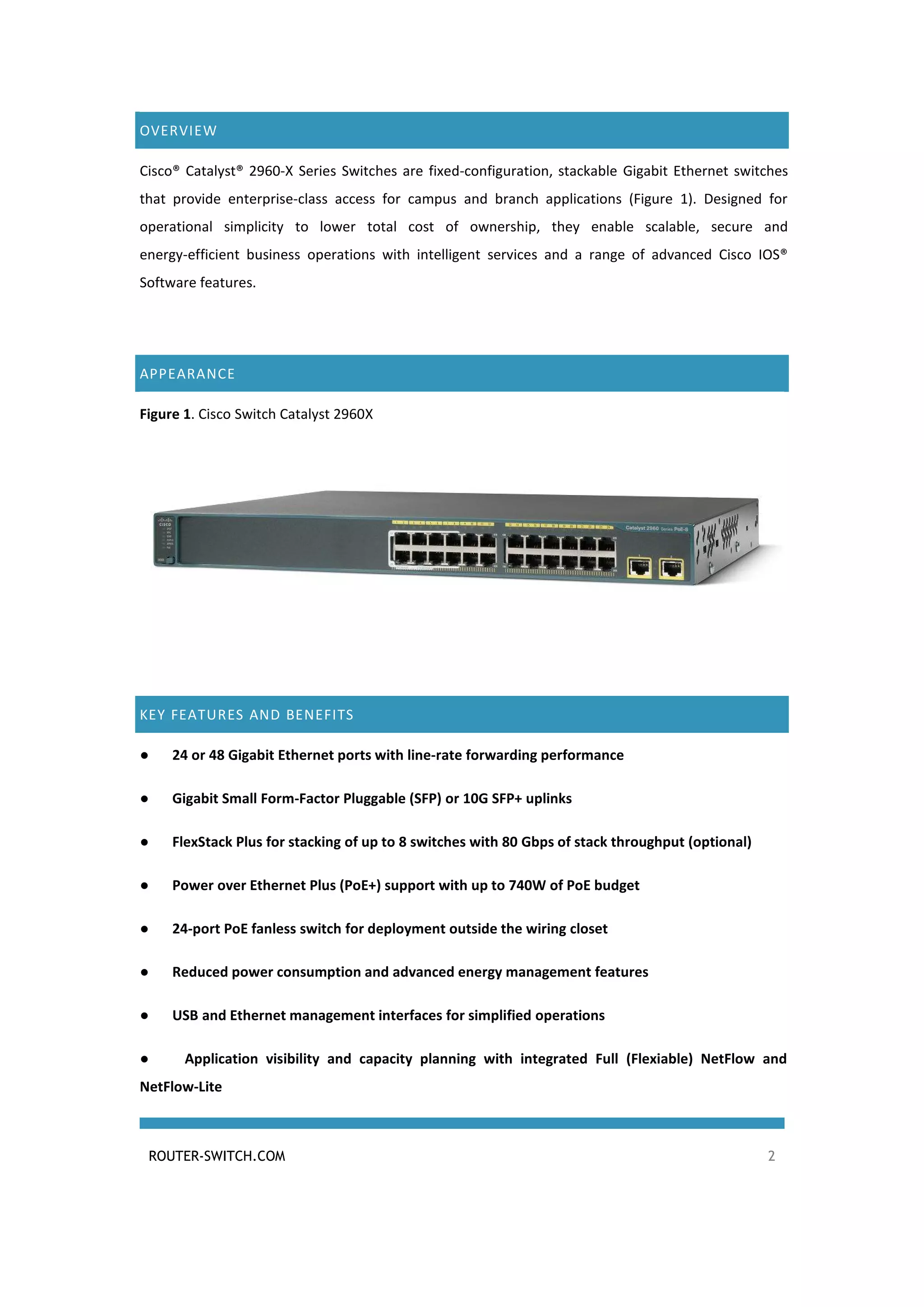 Cisco switch catalyst 2960 x datasheet | PDF | Computer Networking ...