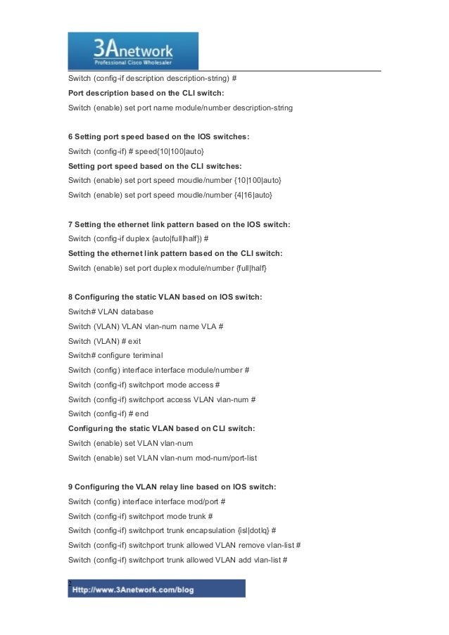 Cisco Switch Commands Cheat Sheet