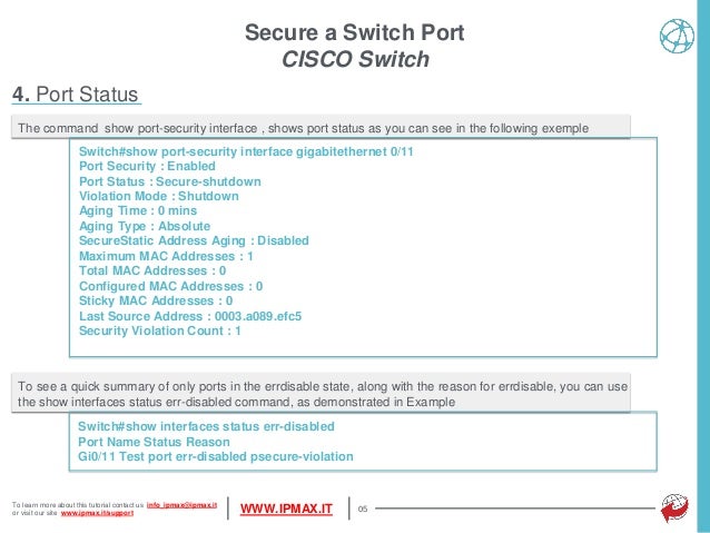 Cisco Switch How To Secure A Switch Port