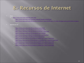 Cisco http://www.cisco.com/web/ES/index.html http://www.cisco.com/web/learning/netacad/cisco20/cisco20.html http://www.cisco.com/web/ES/products/products_home.html#~hide_v3~+hide-id-trigger-netsys-prod+hide-id-trigger-cvv-prod+hide-id-t Sistemas de red http://www.cisco.com/web/ES/products/routers.html http://www.cisco.com/web/ES/products/switches.html http://www.cisco.com/web/ES/products/network_mgmt.html http://www.cisco.com/web/ES/products/cisco_ios.html http://www.cisco.com/web/ES/products/inter_modules.html http://www.cisco.com/web/ES/products/optical.html http://www.cisco.com/en/US/products/ps6835/serv_group_home.html http://www.cisco.com/en/US/products/svcs/ps2961/serv_category_home.html http://www.cisco.com/en/US/products/ps6897/serv_group_home.html http://www.cisco.com/en/US/products/ps8475/serv_group_home.html http://www.cisco.com/en/US/products/ps5868/serv_group_home.html 