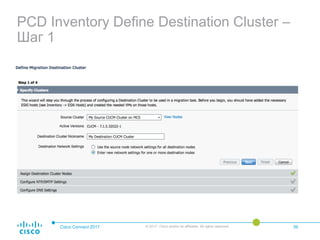 PCD Inventory Define Destination Cluster –
Шаг 1
Cisco Connect 2017 © 2017 Cisco and/or its affiliates. All rights reserved. 39
 