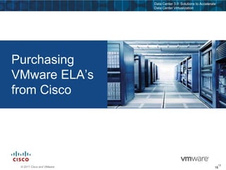 Cisco Advanced Services OfferingsAccelerating VirtualizationServices DeliversUCS Architecture AssessmentVirtualization AssessmentVirtualization Accelerator SupportServer Virtualization, Mobility MgmtPost Deployment Health CheckVirtualization Desktop InfrastructureRealizing Virtualization Benefits fasterValue summary