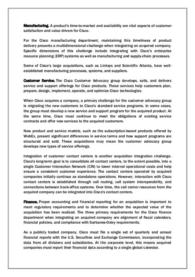 Cisco white paper on Merger and Acquisition