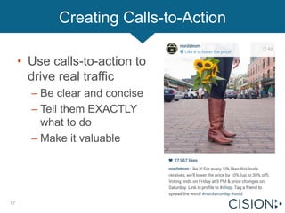 Creating Calls-to-Action
• Use calls-to-action to
drive real traffic
– Be clear and concise
– Tell them EXACTLY
what to do...
