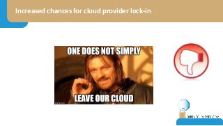 Increased chances for cloud provider lock-in
Legal
complexity
 