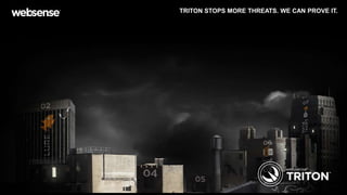 TRITON STOPS MORE THREATS. WE CAN PROVE IT.

© 2013 Websense, Inc.

Page 1

 