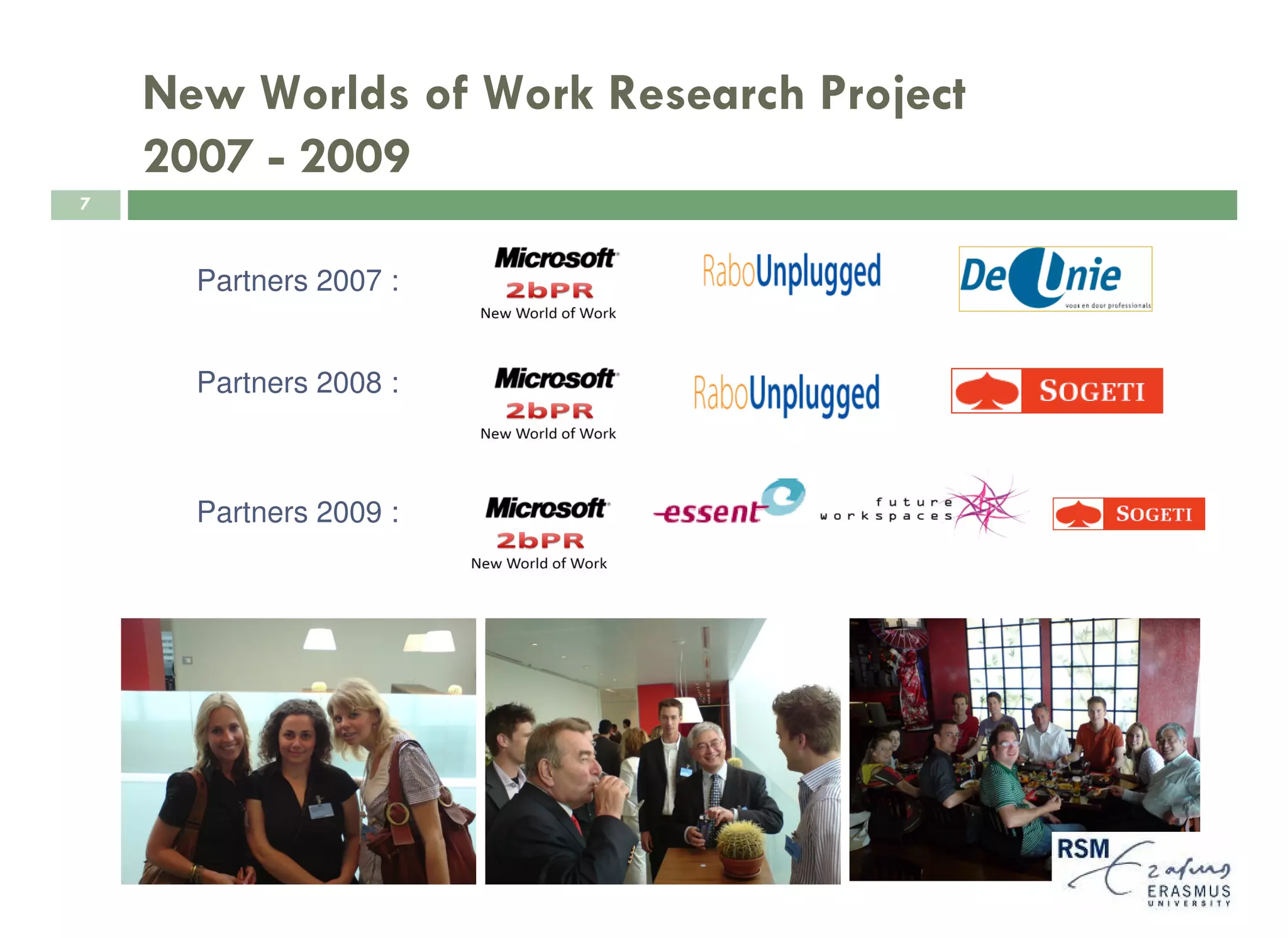 New Worlds of Work Research Project
    2007 - 2009
7



      Partners 2007 :


      Partners 2008 :



      Partners 2009 :
 