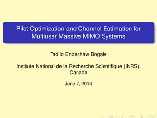 Pilot Optimization and Channel Estimation for Multiuser Massive MIMO ...