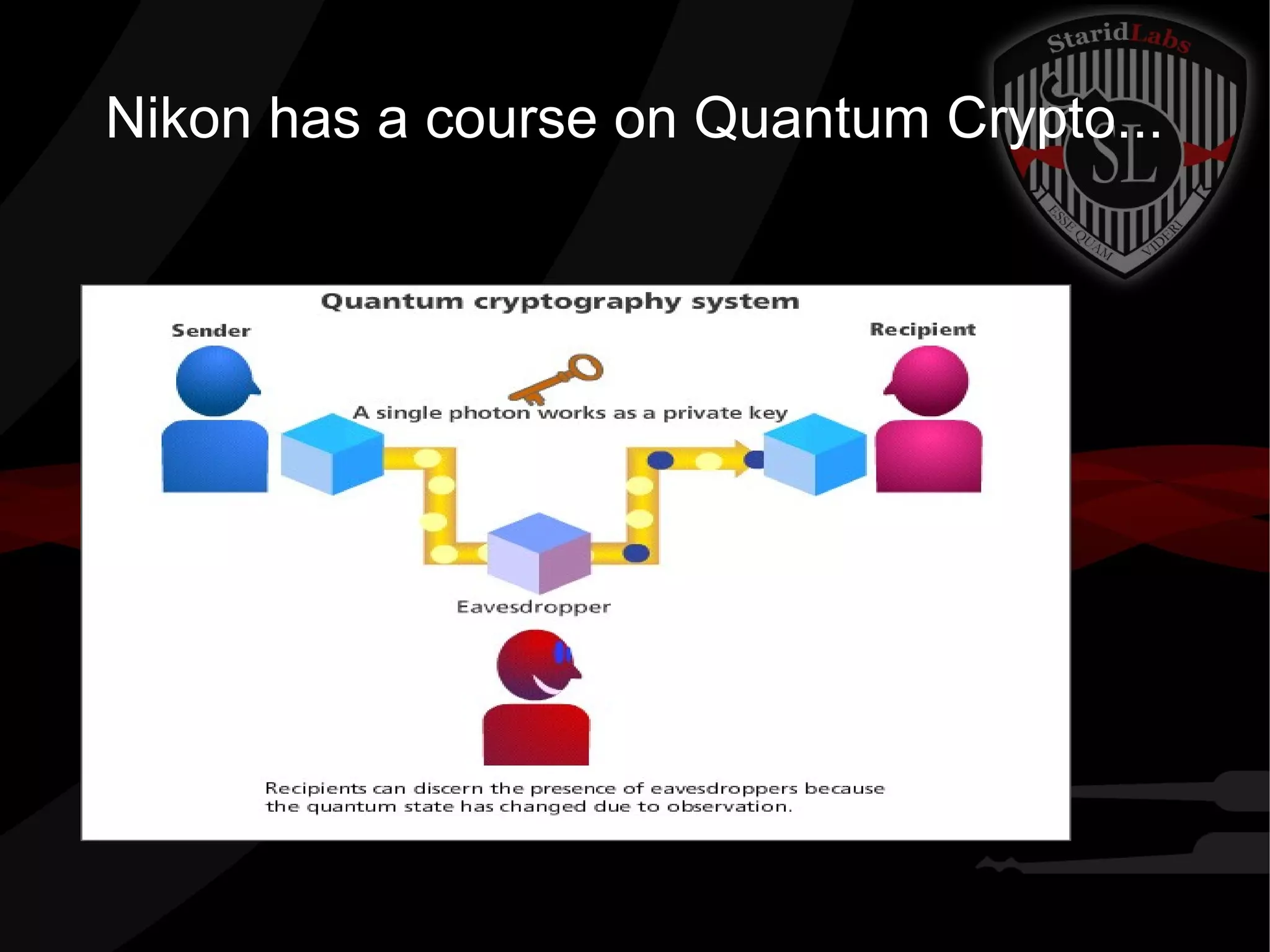 Nikon has a course on Quantum Crypto...
 