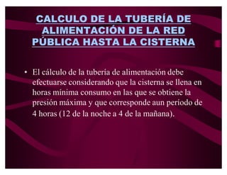 De la expresion en la red publica , para el punto mas desfavorable del edificio despejando hf tenemos:

                                                       H       T
                          PM             !
                                                Hf         *       Ps

                               Hf ! PM  TM  PS

                                         50
                              Hf    !        