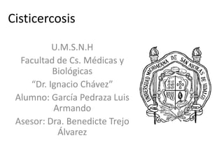 Cisticercosis

          U.M.S.N.H
  Facultad de Cs. Médicas y
          Biológicas
    “Dr. Ignacio Chávez”
 Alumno: García Pedraza Luis
          Armando
 Asesor: Dra. Benedicte Trejo
           Álvarez
 