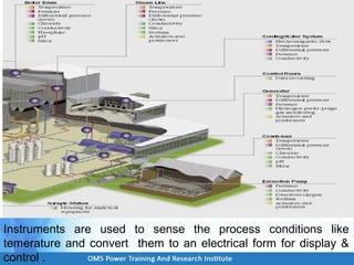 Instruments are used to sense the process conditions like
temerature and convert them to an electrical form for display &
control .
 