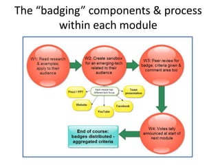 The “badging” components & process
within each module
 
