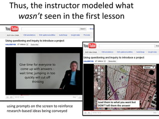 The instructor YT’s even showed advanced ways to
engage a classroom –such as, students design their
own survey and teacher...