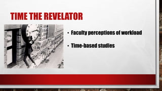 TIME THE REVELATOR
• Faculty perceptions of workload
• Time-based studies
 