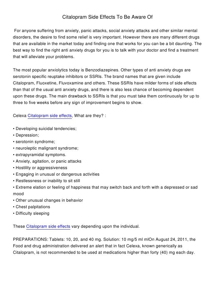 can not taking citalopram side effects