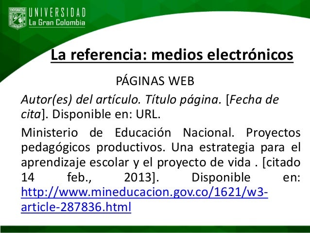 citas paginas web icontec
