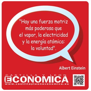 Albert Einstein
"Hay una fuerza motriz
más poderosa que
el vapor, la electricidad
y la energía atómica:
la voluntad".