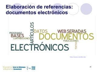 Elaboración de referencias: documentos electrónicos http:// www.wordle.net / 
