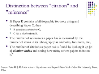 Citationsvs Reference Journal Publication-citation and indexing.ppt