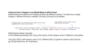 Apa Chapters Example citation APA and academic writing style based on APA system citation | PPTX