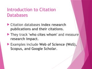 Citation Databases Web of Science notes1 | PPTX