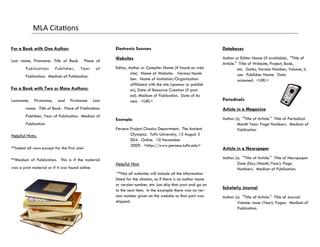 OHS Citation Guide for MLA format