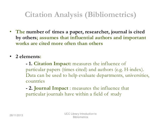 Citation impact an introduction to bibliometrics for