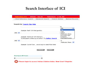 Search Interface of ICI
 