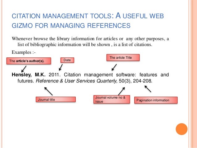 Citation management tools for researchers and writers