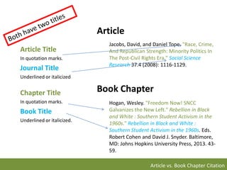 Citation Identification: Article vs Book Chapter | PPT